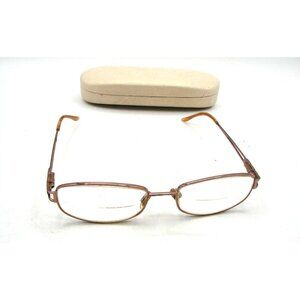 Full Rim Gold Oval Eyeglasses Frame Abalone Shell Insets Arms w/ Case Rose Gold?